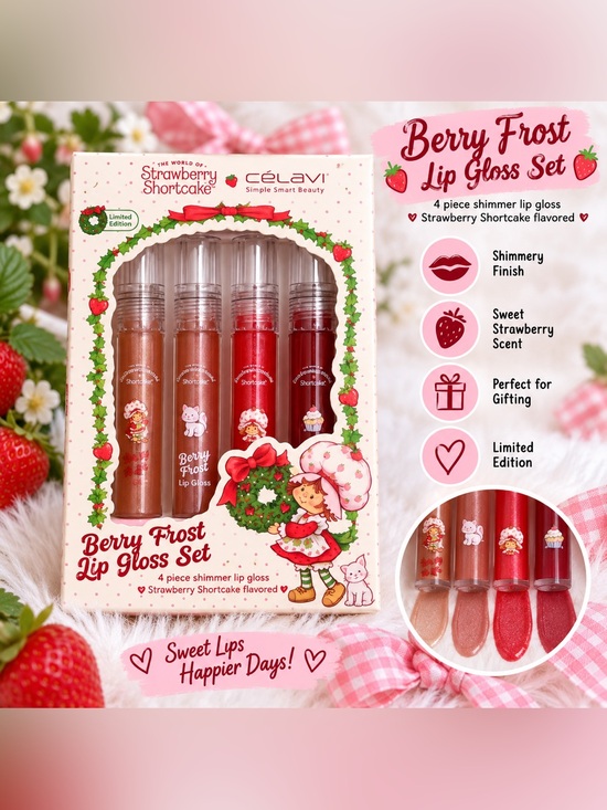 Strawberry Shortcake Other - Strawberry Shortcake Berry Frost 4-Piece Lip Gloss Set - Red, Pink, Gold, Bronze
